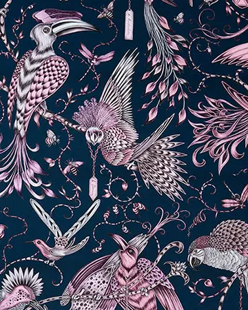 Clarke & Clarke Audubon Pink Curtains