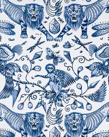 Clarke & Clarke Extinct Blue Curtains