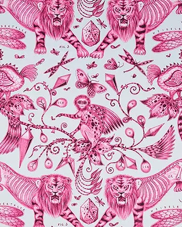 Clarke & Clarke Extinct Magenta Curtains