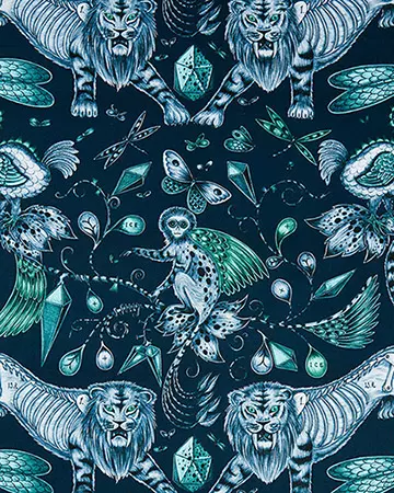 Clarke & Clarke Extinct Navy Curtains