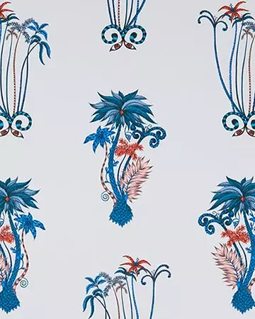 Clarke & Clarke Jungle Palms Blue Curtains