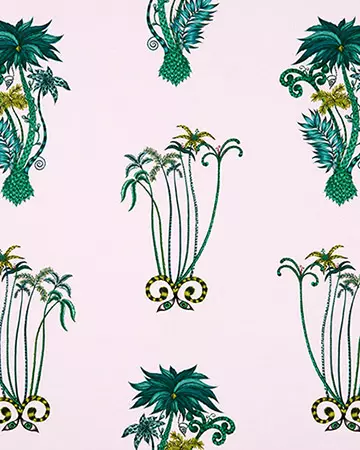 Clarke & Clarke Jungle Palms Pink Curtains