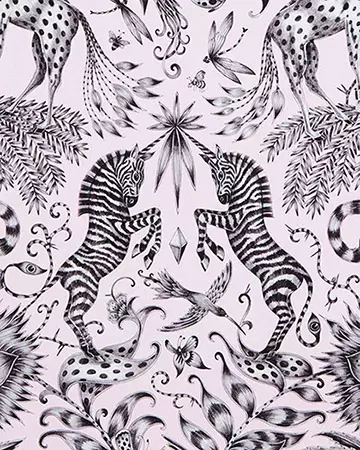 Clarke & Clarke Kruger Pink Curtains