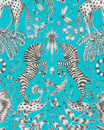 Clarke & Clarke Kruger Teal Curtains