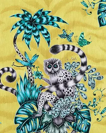 Clarke & Clarke Lemur Lime Curtains