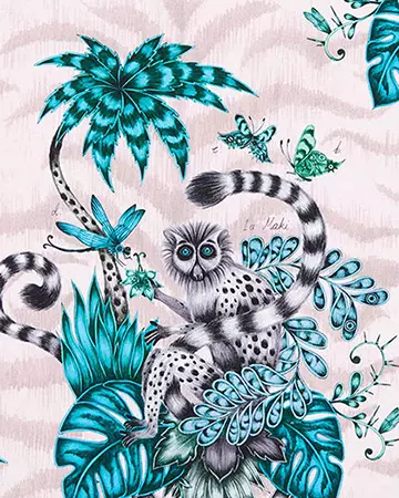 Clarke & Clarke Lemur Pink Curtains