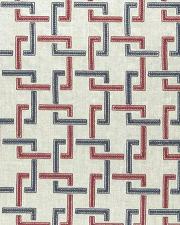 Clarke & Clarke Sekai Indigo/Red Curtains