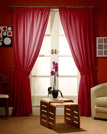 Faux Silk Dark Red Curtains