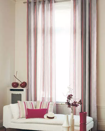 Voile Artifice Stripe Orange/Prune Curtains