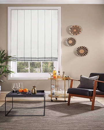 Broderie Stripe White Roman Blinds