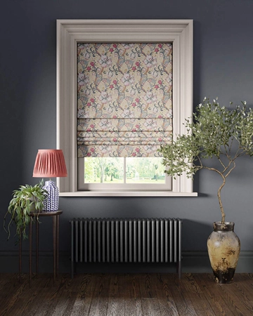 Clarke & Clarke Golden Lily Dove  Plum Roman Blinds