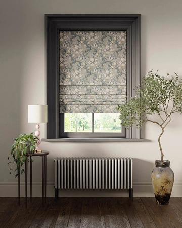 Clarke & Clarke Golden Lily Slate Dove Roman Blinds