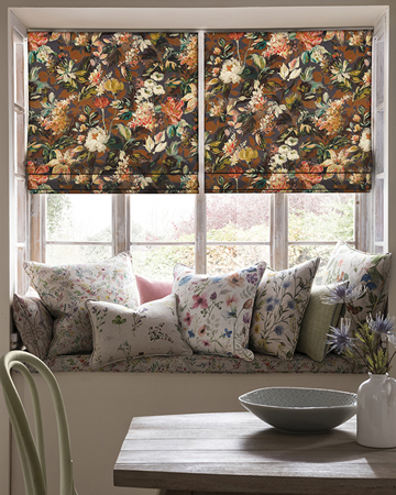 Clarke & Clarke Lilum Russet Noir Roman Blinds