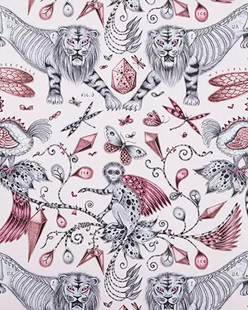 Clarke & Clarke Extinct Pink Roman Blinds