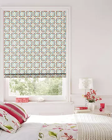 Clarke & Clarke Sekai Cinnabar/Aqua Roman Blinds