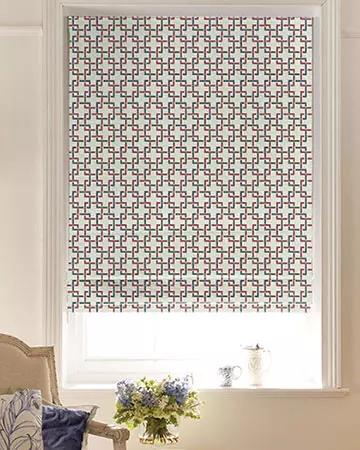 Clarke & Clarke Sekai Indigo/Red Roman Blinds