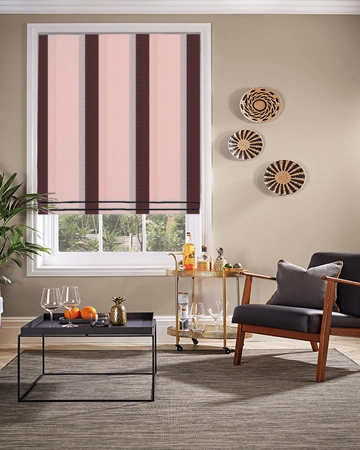 Stripe Mauve Grey Roman Blinds