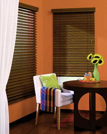 Dark Varnished Real Oak Wooden Blinds