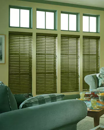 Distressed Army Green Varnished Real Oak Wooden Blinds