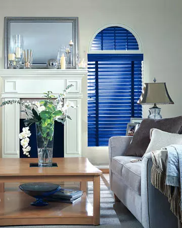 Distressed Blue Varnished Real Oak Wooden Blinds