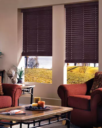 Distressed Chocolate Varnished Real Oak Wooden Blinds